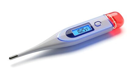 Digital Thermometer Showing High Fever Temperature Indicating Sickness or Illness