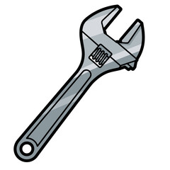 Obraz premium An illustration of a grey adjustable wrench, a common hand tool used for gripping and turning nuts and bolts.