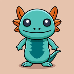 Cute axolotl zombie appears as cartoon vector icon