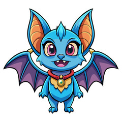 cute bat character cartoon is designed in vector style