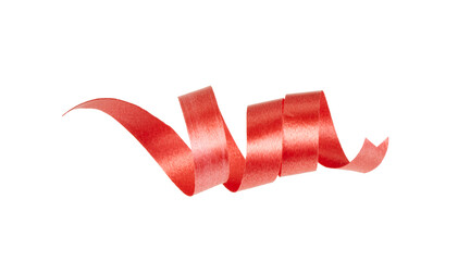 red christmas ribbon curled isolated on white or transparent png