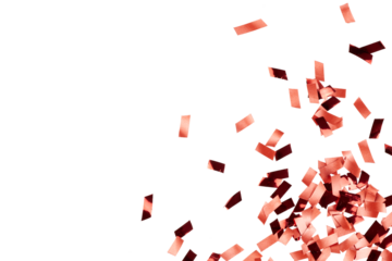 red shiny christmas glitter confetti corner isolated on white or transparent png