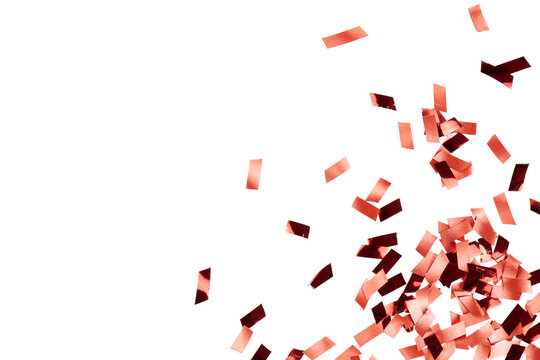 red shiny christmas glitter confetti corner isolated on white or transparent png