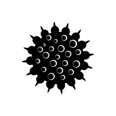 Black spiky ball with circles on transparent background silhouette