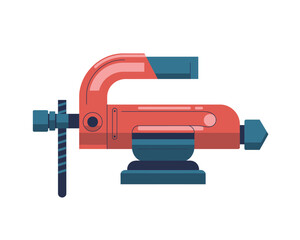 Modern Flat Illustration of a Red and Blue Clamp Tool Ideal for Carpentry and Woodworking Projects
