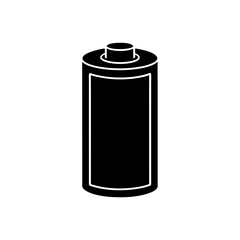 Simple black battery icon art on transparent background silhouette