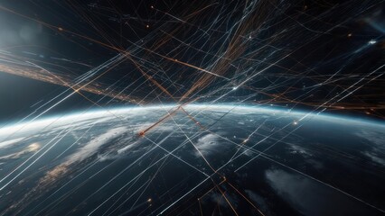 Global network of connections visualized over Earth