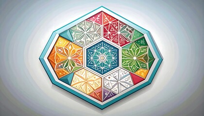 Colorful octagonal mandala with intricate patterns