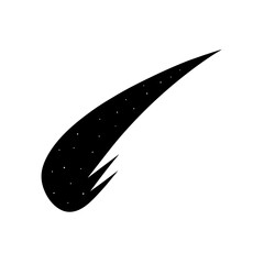 Silhouette of starry comet tail on transparent background