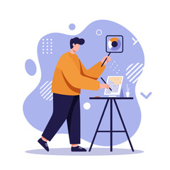 Creative professional designing, analyzing data, or selecting colors using digital tools. Ideal for business, technology, and art concepts.