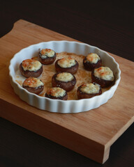 fall party snack stuffed mushrooms with cheese close up