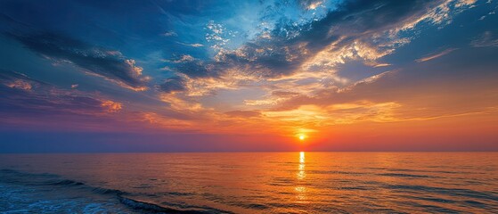 Stunning sunset over calm ocean