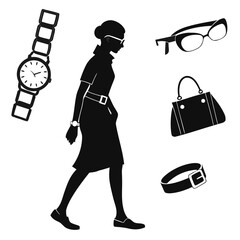 Woman with accessories silhouette fashion
