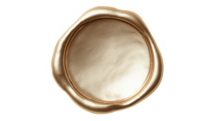 Elegant gold wax seal on transparent background representing authenticity and validation concept