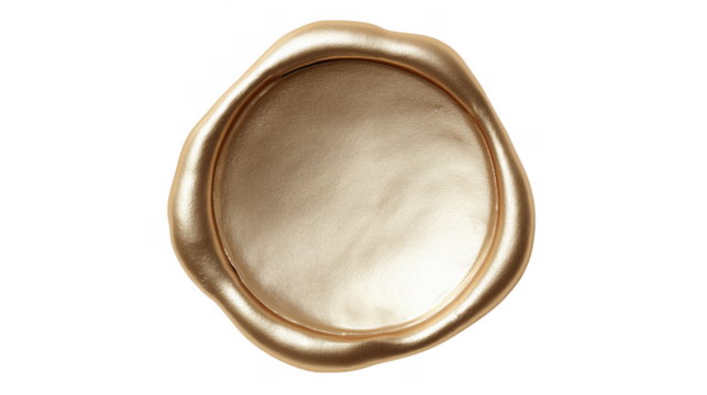 Elegant gold wax seal on transparent background representing authenticity and validation concept