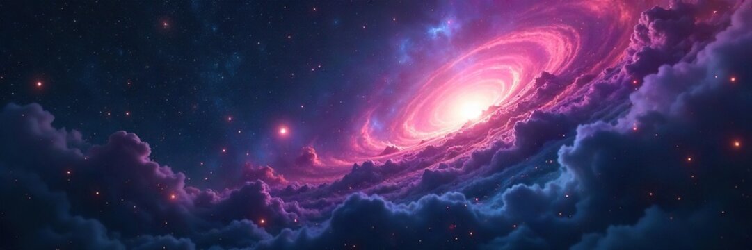 Eerie, swirling nebulae fill the vast, dark expanse of space, creating a mysterious and unsettling backdrop  Perfect for science fiction, fantasy, or horror projects ,  universe,  deep space