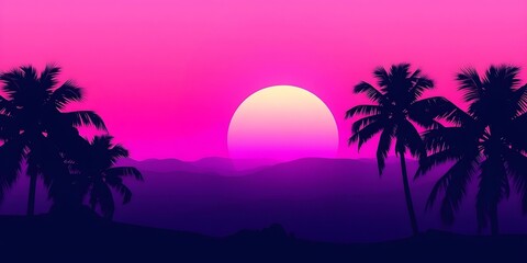 Golden Vaporwave Sundown - Retro Abstract Background