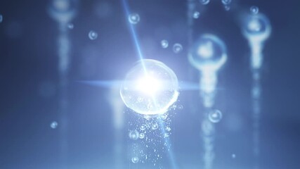 Essence ball releases anti-aging factors, anti-aging and anti-wrinkle,  repairs damaged skin, concept of skin care and beauty program. Cosmetics advertising, 3D animation.