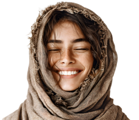 PNG Happy arab woman laughing scarf smile.