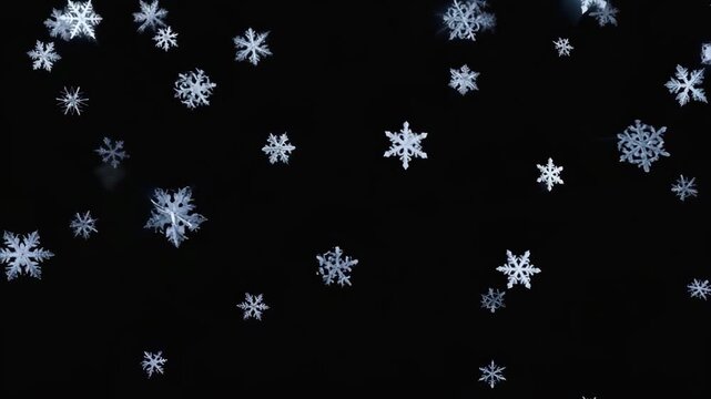 Abstrakte fallende Schneeflocken &ndash; Schwarzer Hintergrund | Winterliche Animation