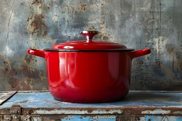 red pot on the stove