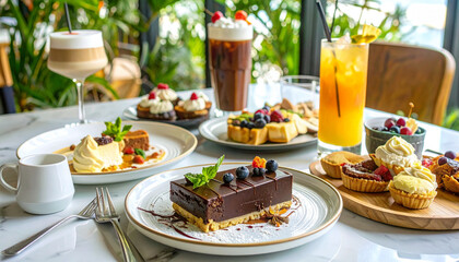 Gourmet Dessert Platter with Chocolate Cake and Variety of Sweet Treats
