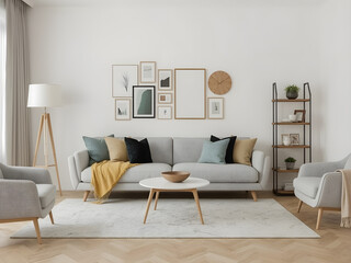 Modern Living Room with Gallery Wall and Scandinavian Decor