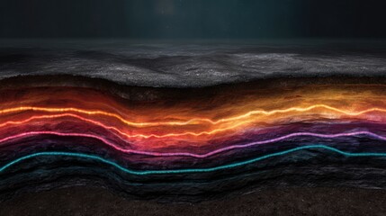 High Fidelity Geological Cross Section of Earth Showcasing Layers and Composition in Detail