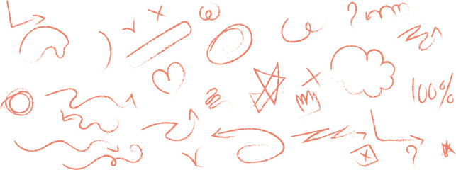 Collection of doodle sketches and pink accents for design