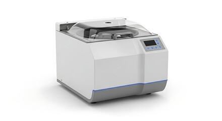 Fototapeta premium Laboratory Centrifuge Device Isolated on White Background Medical Technology Equipment