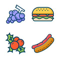 Versatile Cheese Candlelight Carrot Roast Chicken Food Vector Illustration Line Art Design