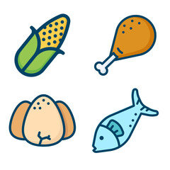 Premium Protein And Seafood Vector Icons Corn Chicken Fish Illustration SVG Design