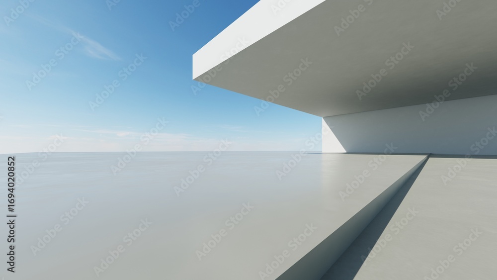 Poster 3d illustration of abstract modern architecture background, minimal geometry architectural design, c