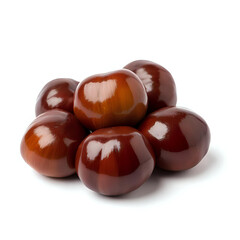 Obraz premium a bunch of chestnuts isolated on a white background