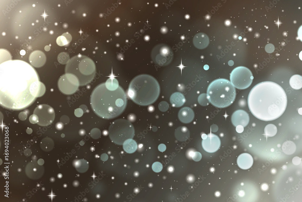Poster dark starry background with sparkling particles and glowing magic aura.