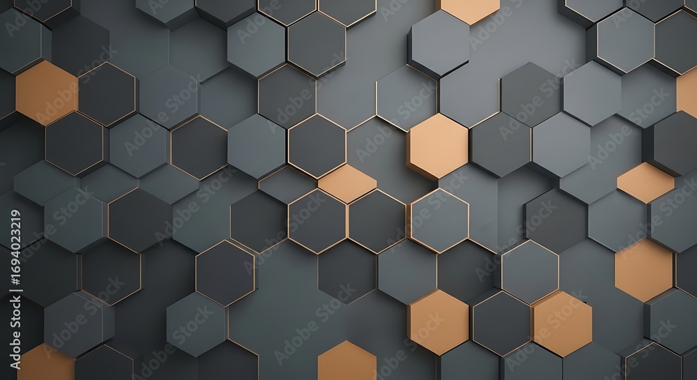 Aufkleber abstract background with black and gold hexagons creating a modern and stylish geometric pattern