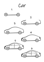 How to draw step by step car drawing for kids