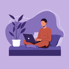 Person working remotely from home on a laptop, showcasing comfortable productivity and a flexible digital lifestyle. Perfect for modern work concepts.