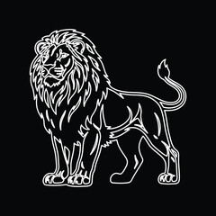 Fototapeta premium Majestic Lion Silhouette: An artistic outline of a lion, portrayed in stark, elegant detail