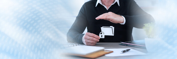 Concept of data protection; panoramic banner