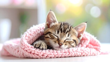 Cute kitten sleeping soundly