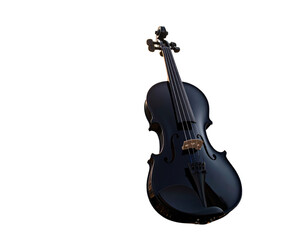 Naklejka premium Hyper-realistic black violin resting on a rugged mountaintop with sweeping scenic vie