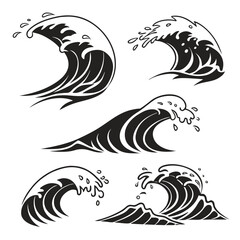 Ocean wave and water splash shapes ocean waves water splashes