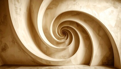 A sepia-toned spiral geometric wallpaper adds a touch of retro vintage flair.