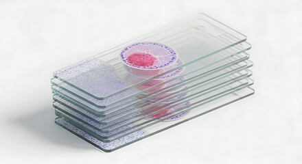 Microscope slides stacked with prepared tissue samples research and diagnostics