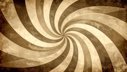 A sepia-toned spiral geometric wallpaper adds a touch of retro vintage flair.