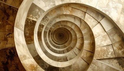 A sepia-toned spiral geometric wallpaper adds a touch of retro vintage flair.