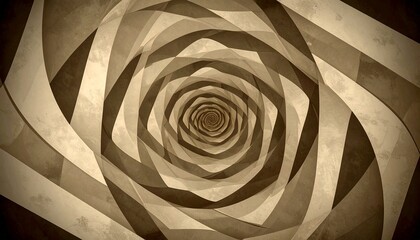 A sepia-toned spiral geometric wallpaper adds a touch of retro vintage flair.