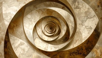 A sepia-toned spiral geometric wallpaper adds a touch of retro vintage flair.