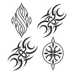 Tribal flame and circular designs black